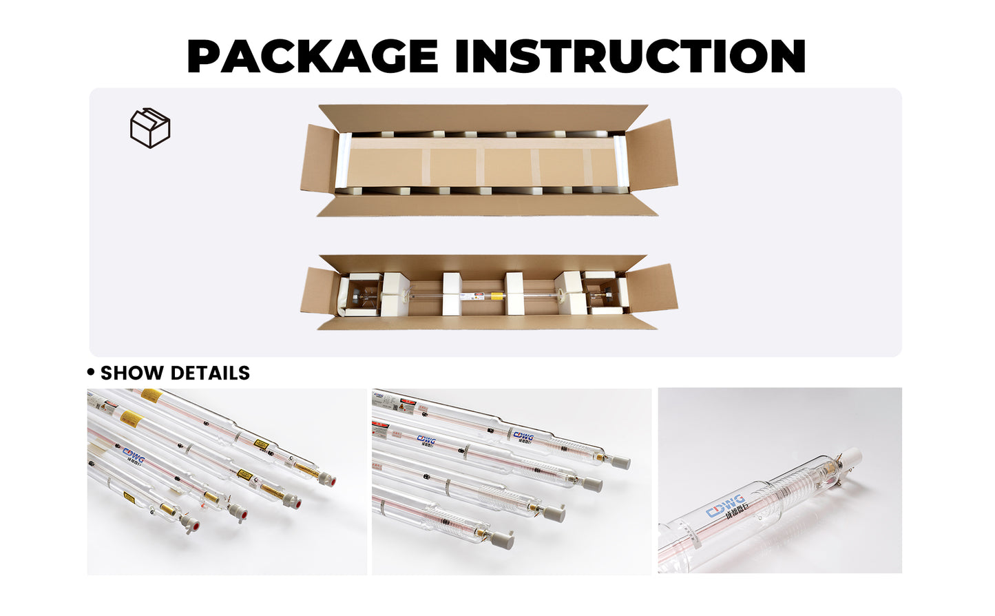 CDWG 1700H7  Mechanical Parts CO2 Laser Tube For Laser Engraving Cutting Machine