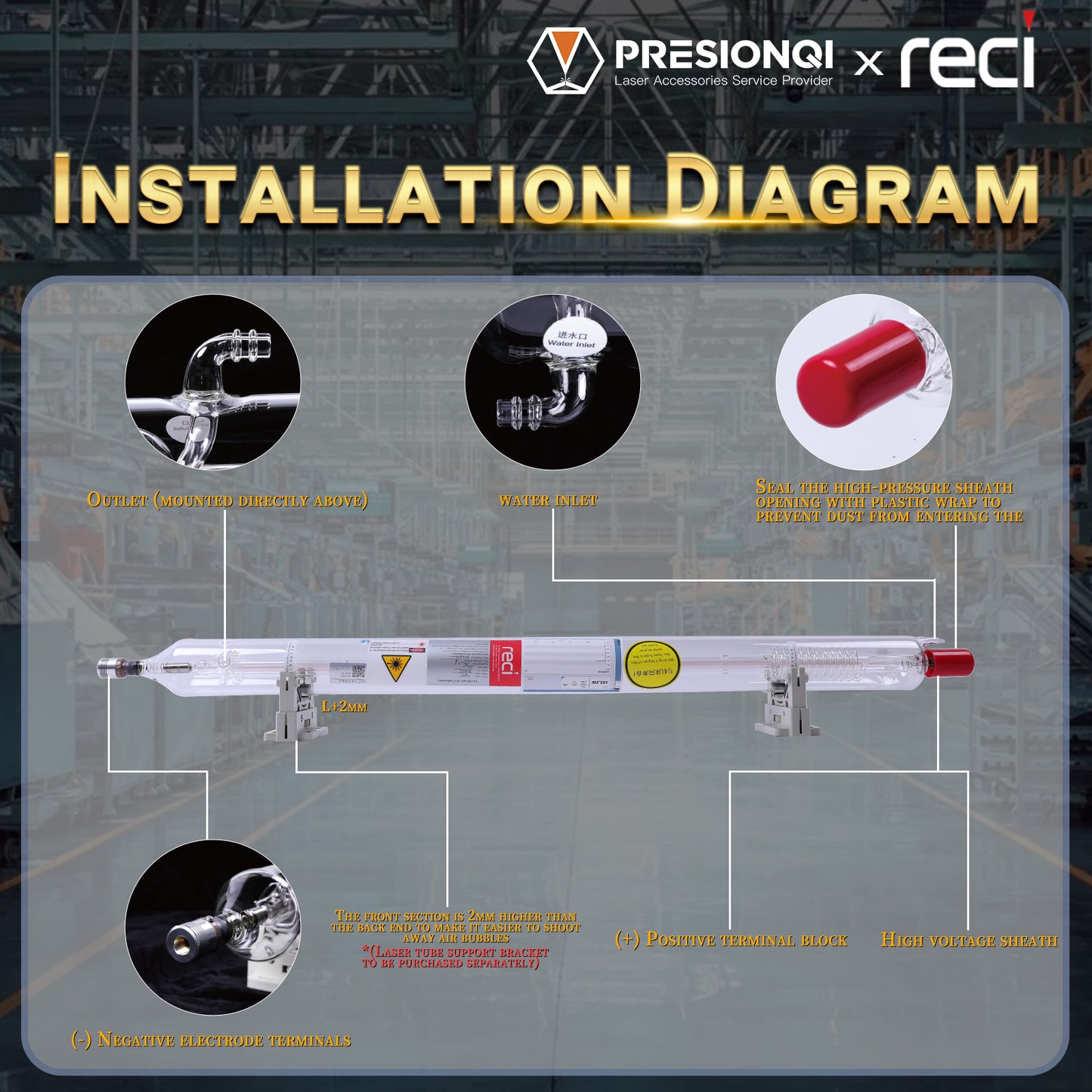 RECI W8 CO2 Laser Tube