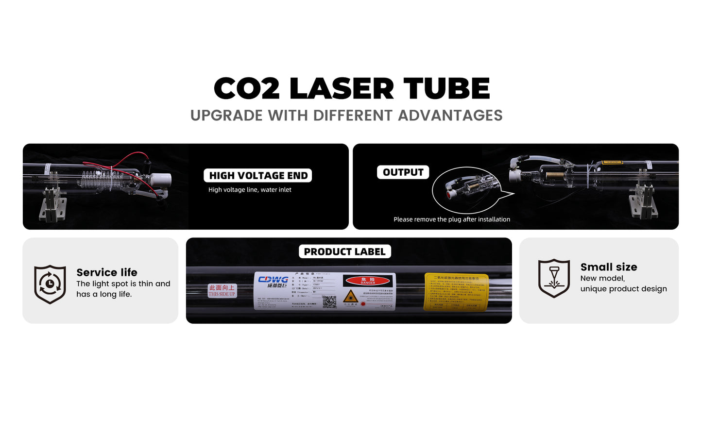 CDWG 1250T7 Mechanical Parts CO2 Laser Tube For Laser Engraving Cutting Machine