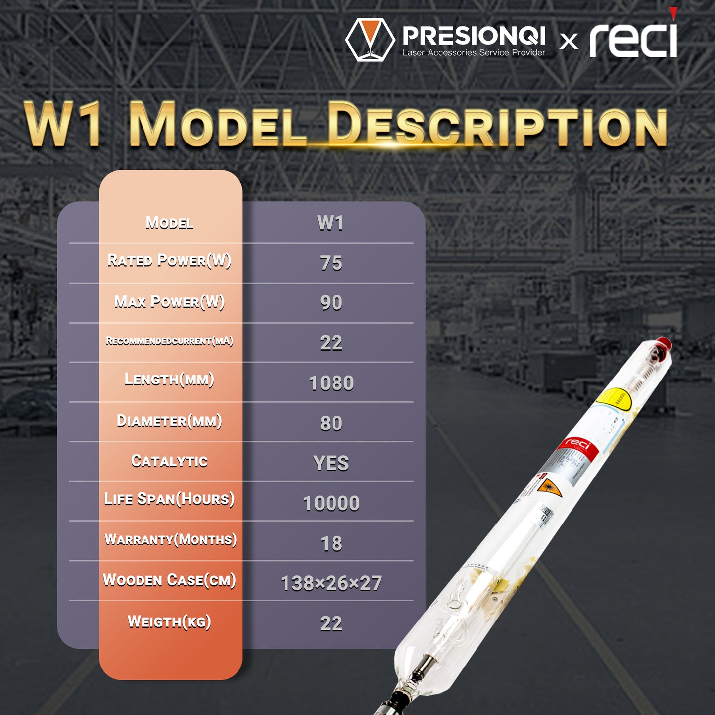 RECI W1 CO2 Laser Tube