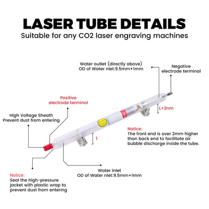 CDWG 1250T7 Mechanical Parts CO2 Laser Tube For Laser Engraving Cutting Machine